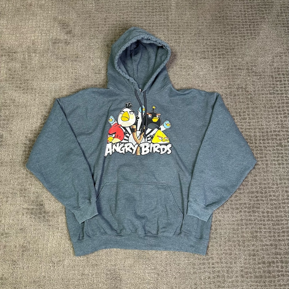 Fifth Sun Angry Birds Graphic Hoodie Navy Gray Adult XL TG